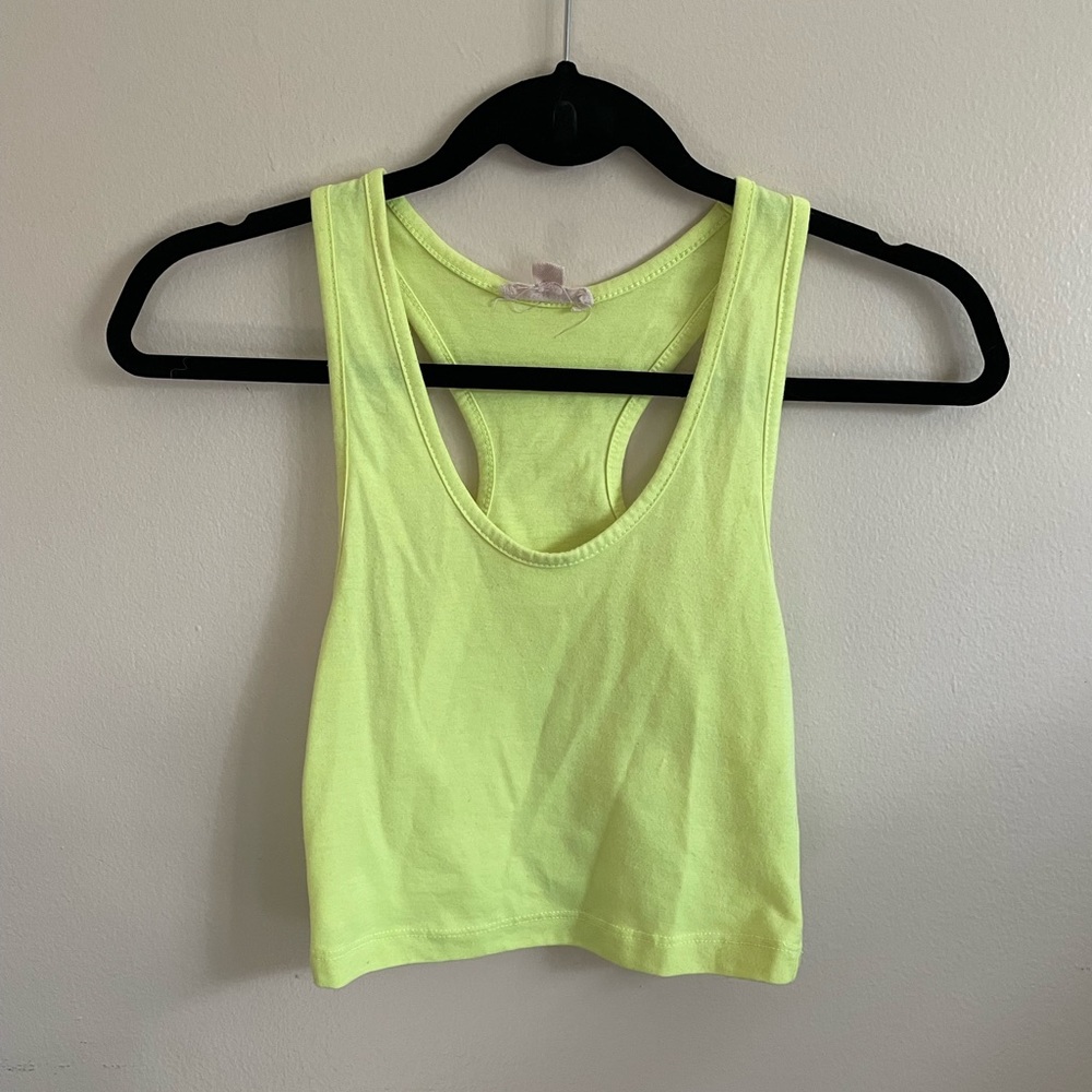 Zenim Crop Top | Neon Yellow Racerback | Size Small